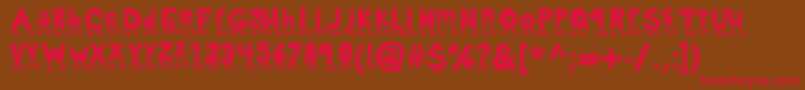 Kbnowwalkitout-Schriftart – Rote Schriften auf braunem Hintergrund