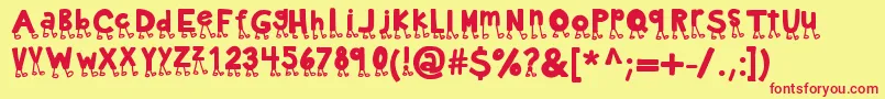 Fonte Kbnowwalkitout – fontes vermelhas em um fundo amarelo