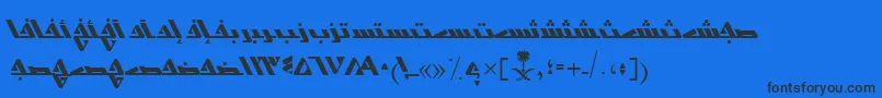 AymShurooq14-fontti – mustat fontit sinisellä taustalla