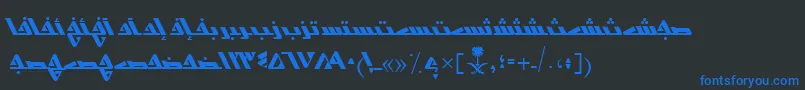 Weitere Informationen zur AymShurooq14-Schriftart AymShurooq14-Schriftart – Blaue Schriften auf schwarzem Hintergrund