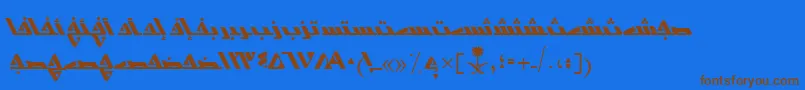 Weitere Informationen zur AymShurooq14-Schriftart AymShurooq14-Schriftart – Braune Schriften auf blauem Hintergrund