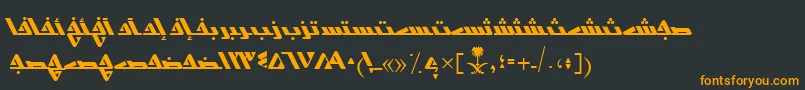 フォントAymShurooq14 – 黒い背景にオレンジの文字