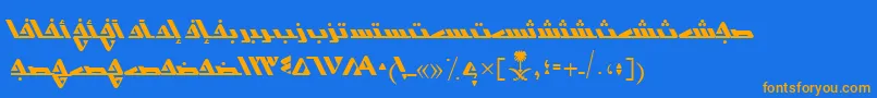 En savoir plus sur la police AymShurooq14 Police AymShurooq14 – polices orange sur fond bleu