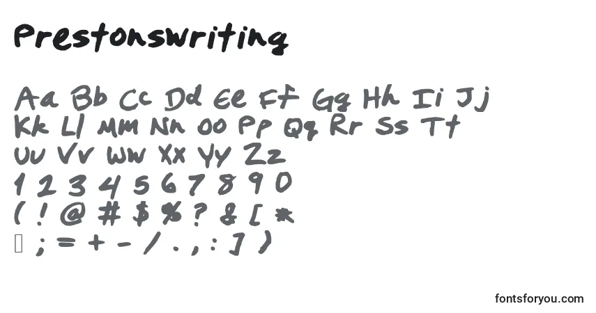 Шрифт Prestonswriting – алфавит, цифры, специальные символы