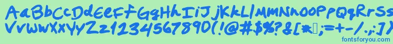 Prestonswriting Font – Blue Fonts on Green Background
