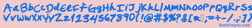 フォントPrestonswriting – ピンクの背景に青い文字