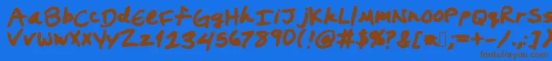 Prestonswriting-Schriftart – Braune Schriften auf blauem Hintergrund