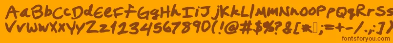 フォントPrestonswriting – オレンジの背景に茶色のフォント