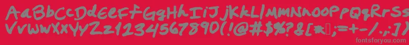 Prestonswriting-fontti – harmaat kirjasimet punaisella taustalla