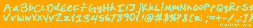 Prestonswriting Font – Green Fonts on Orange Background