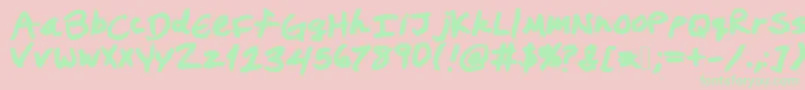 Prestonswriting Font – Green Fonts on Pink Background