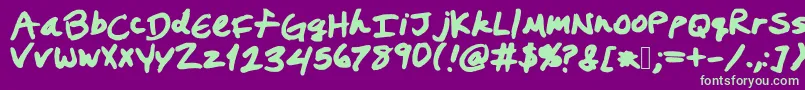 Prestonswriting-fontti – vihreät fontit violetilla taustalla