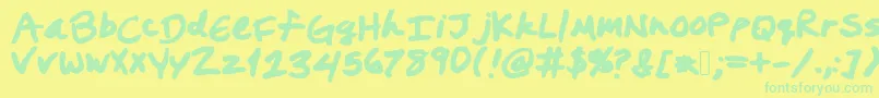 Prestonswriting-fontti – vihreät fontit keltaisella taustalla