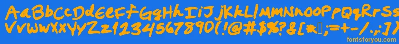 Prestonswriting Font – Orange Fonts on Blue Background