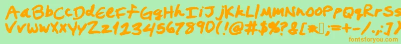 Prestonswriting-Schriftart – Orangefarbene Schriften auf grünem Hintergrund