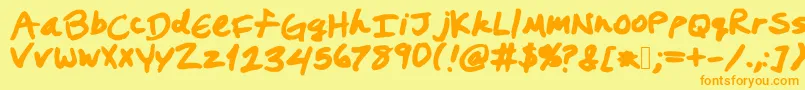 Prestonswriting-fontti – oranssit fontit keltaisella taustalla