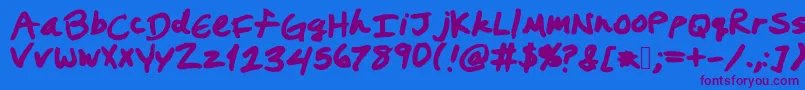 Prestonswriting Font – Purple Fonts on Blue Background
