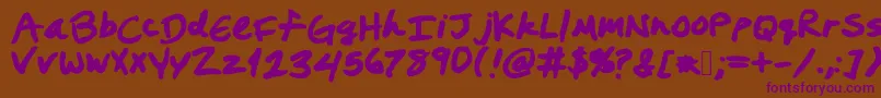フォントPrestonswriting – 紫色のフォント、茶色の背景