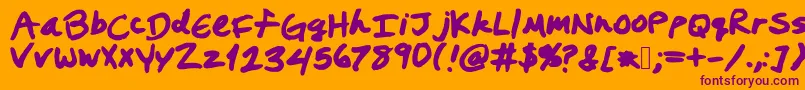フォントPrestonswriting – オレンジの背景に紫のフォント