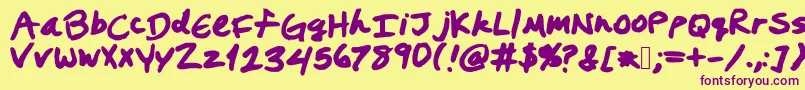 フォントPrestonswriting – 紫色のフォント、黄色の背景