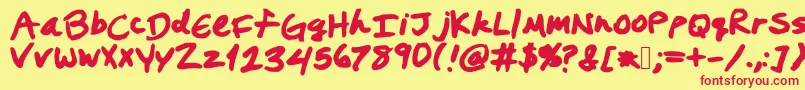 Prestonswriting-fontti – punaiset fontit keltaisella taustalla