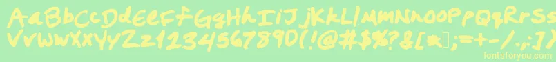 Prestonswriting Font – Yellow Fonts on Green Background