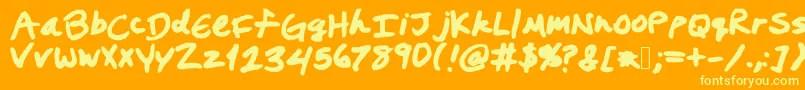 Prestonswriting Font – Yellow Fonts on Orange Background