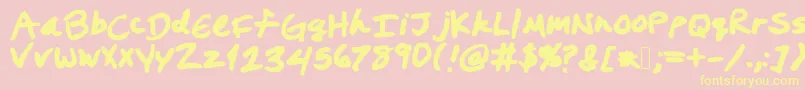 Prestonswriting Font – Yellow Fonts on Pink Background