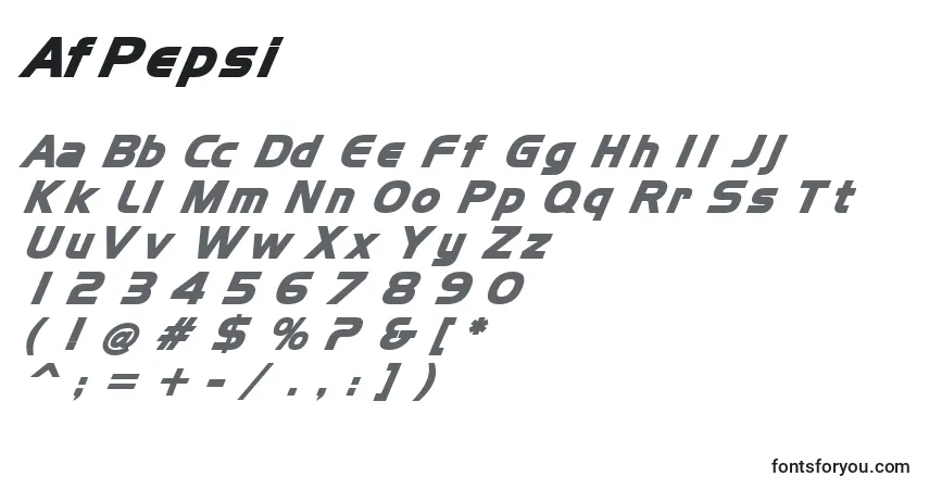 Fuente AfPepsi - alfabeto, números, caracteres especiales