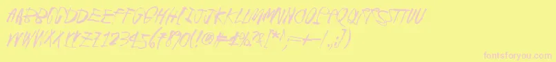 BlackCrowKing-Schriftart – Rosa Schriften auf gelbem Hintergrund