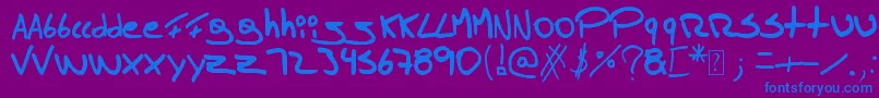 Więcej informacji o czcionce Tomasmassu Czcionka Tomasmassu – niebieskie czcionki na fioletowym tle