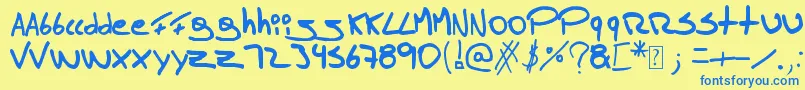 Tomasmassu Font – Blue Fonts on Yellow Background