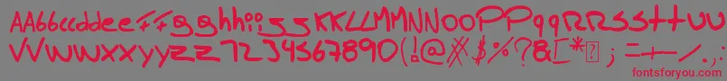Czcionka Tomasmassu – czerwone czcionki na szarym tle