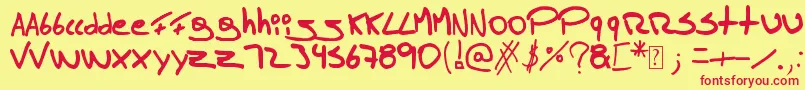 フォントTomasmassu – 赤い文字の黄色い背景