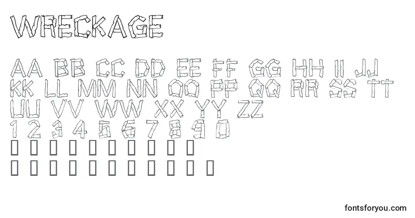 Шрифт Wreckage – алфавит, цифры, специальные символы
