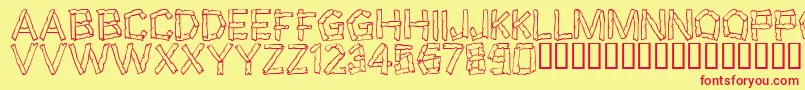 Wreckage Font – Red Fonts on Yellow Background