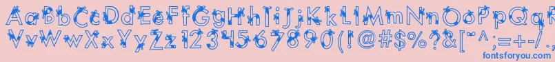 フォントKbribbonsandbows – ピンクの背景に青い文字