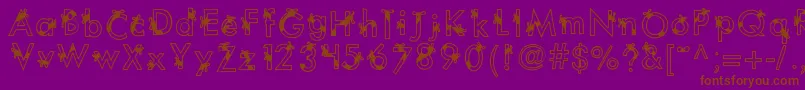 Kbribbonsandbows-Schriftart – Braune Schriften auf violettem Hintergrund