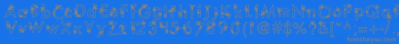 Kbribbonsandbows-Schriftart – Graue Schriften auf blauem Hintergrund