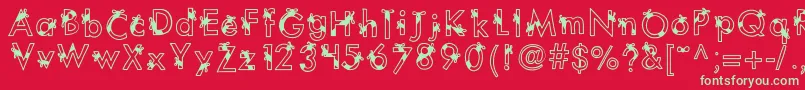 フォントKbribbonsandbows – 赤い背景に緑の文字