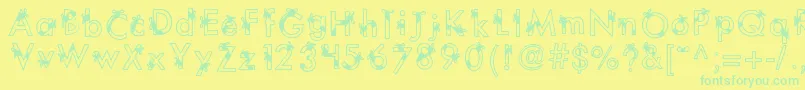 Kbribbonsandbows Font – Green Fonts on Yellow Background