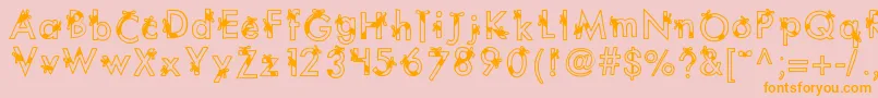 Kbribbonsandbows-Schriftart – Orangefarbene Schriften auf rosa Hintergrund