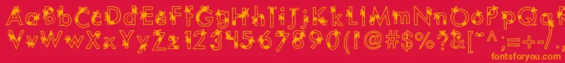 Шрифт Kbribbonsandbows – оранжевые шрифты на красном фоне
