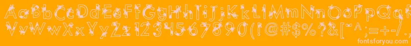 Kbribbonsandbows-Schriftart – Rosa Schriften auf orangefarbenem Hintergrund