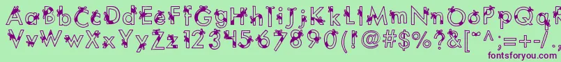 Kbribbonsandbows Font – Purple Fonts on Green Background