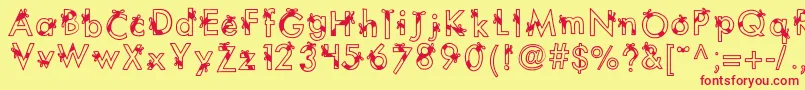 Kbribbonsandbows Font – Red Fonts on Yellow Background