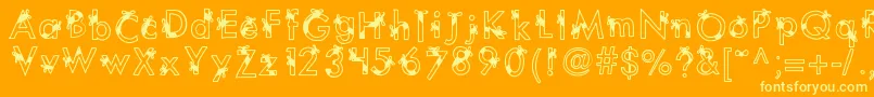 Fonte Kbribbonsandbows – fontes amarelas em um fundo laranja