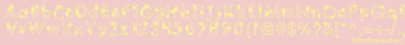 Kbribbonsandbows-Schriftart – Gelbe Schriften auf rosa Hintergrund