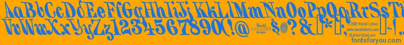 BackhandBrush Font – Blue Fonts on Orange Background