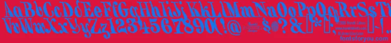 BackhandBrush Font – Blue Fonts on Red Background